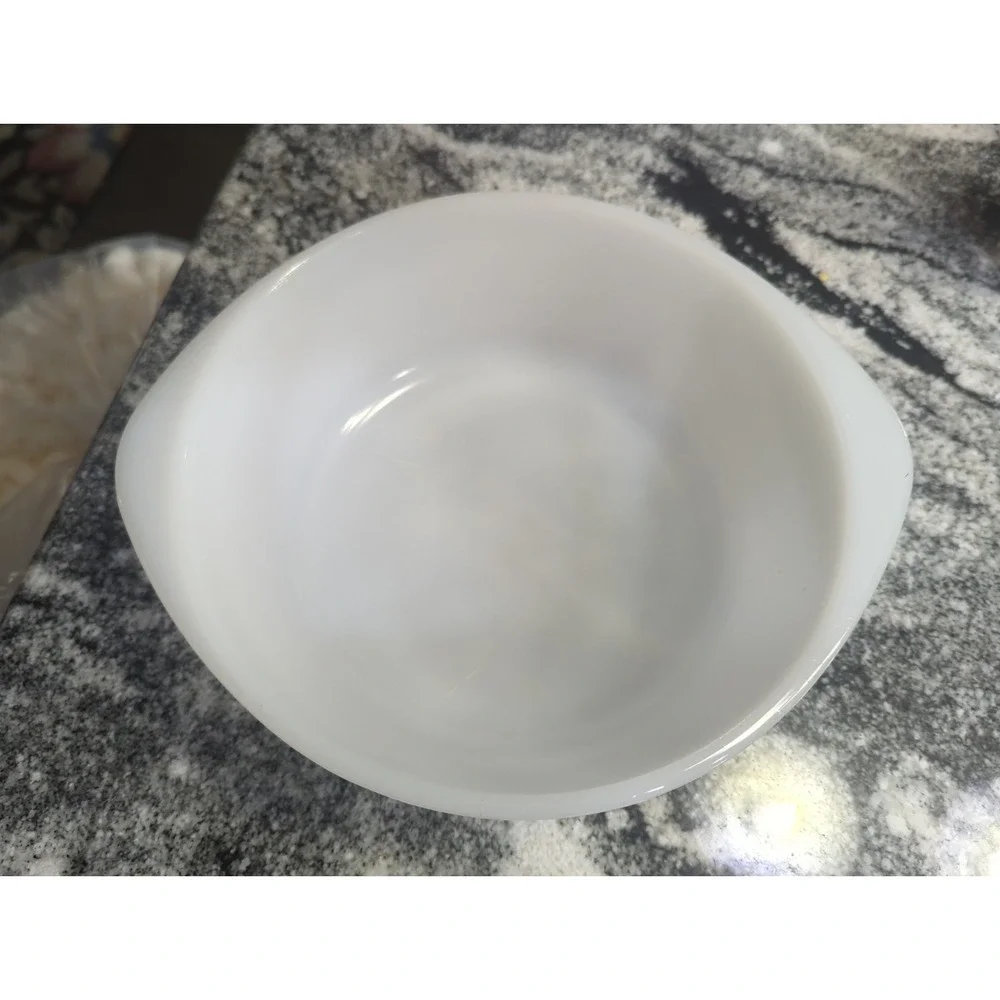 Vintage Mid Century Modern Milkglass Atomic Starburst Glasbake 1960s Blue Silver